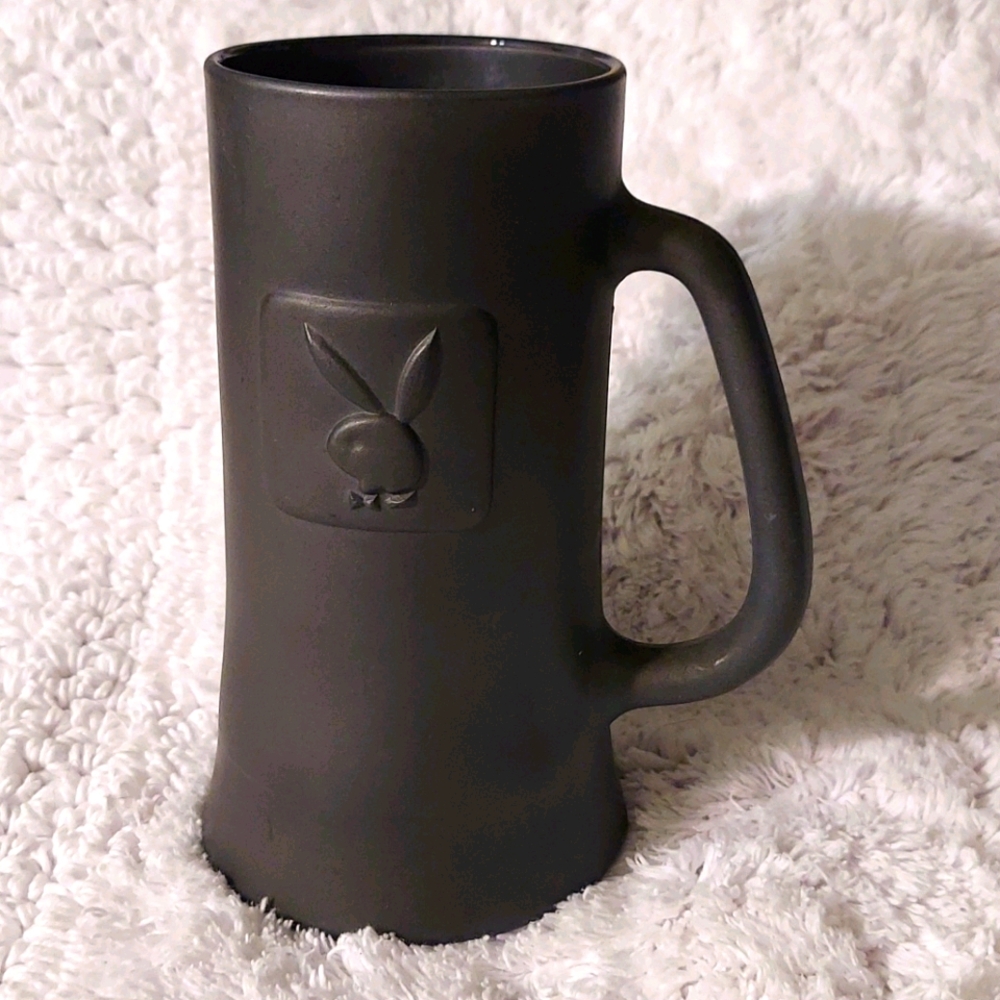 Classic Playboy bunny logo black glass mug